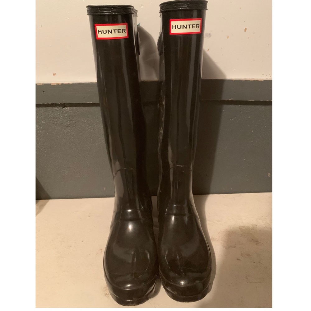 Women’s Tall Gloss Hunter Rain Boot: Black Size 7